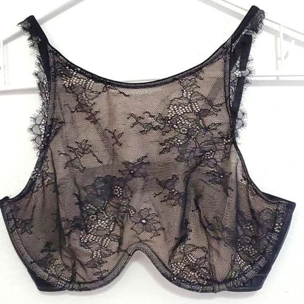Victoria Secret Dream Angels Very Sexy Unlined High Neck Bra 34DDD Black Lace